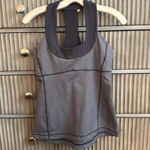 Lululemon Scoop Neck Tank, size 8 Grey Microstripe